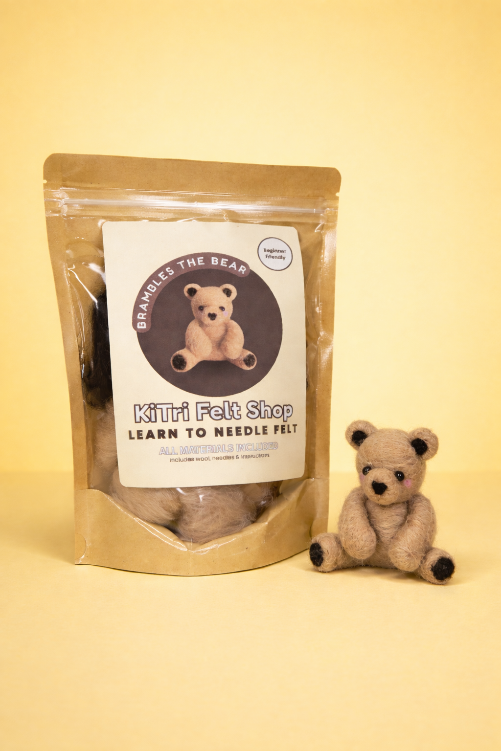 Beginner Needle Felting Kit – Brambles the Bear