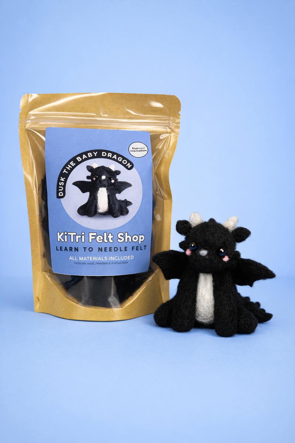 Needle Felting Kit- Dusk the Baby Dragon